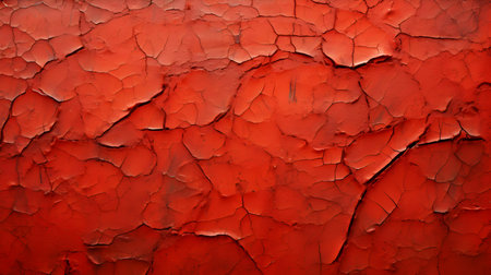 Cracked Paint Texture in red colors on a concrete wall. Vintage backgroundの素材
