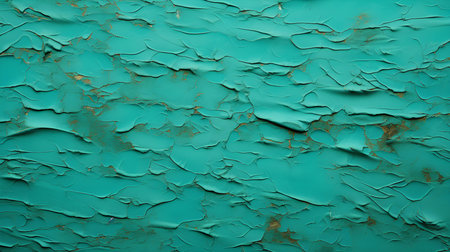 Cracked Paint Texture in turquoise colors on a concrete wall. Vintage backgroundの素材