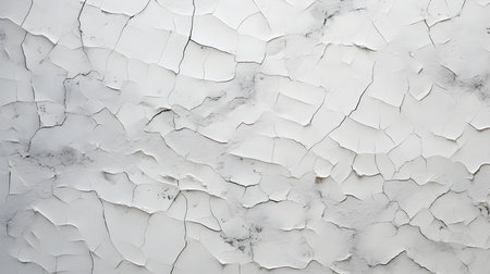 Cracked Paint Texture in white colors on a concrete wall. Vintage backgroundの素材