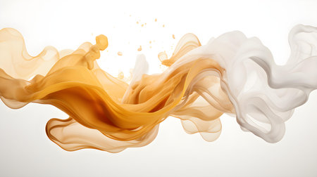 Beige color splash on a white background. Artistic Color Explosionの素材