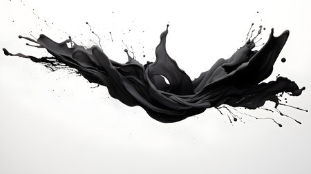 Black color splash on a white background. Artistic Color Explosionの素材
