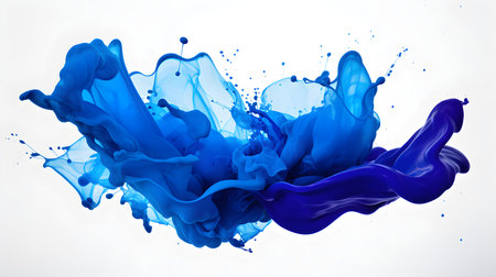 Blue color splash on a white background. Artistic Color Explosionの素材