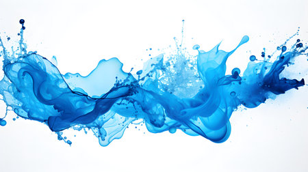 Blue color splash on a white background. Artistic Color Explosionの素材