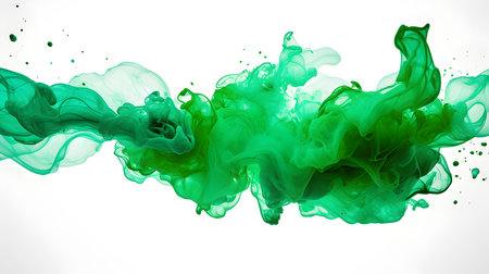 Emerald Color Splash on a white Background. Artistic Color Explosionの素材
