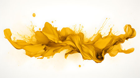 Golden color splash on a white background. Artistic Color Explosionの素材