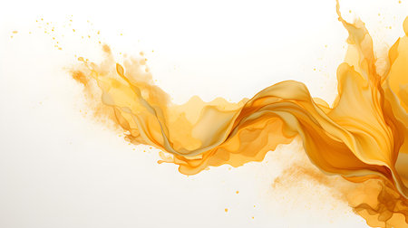 Golden color splash on a white background. Artistic Color Explosionの素材