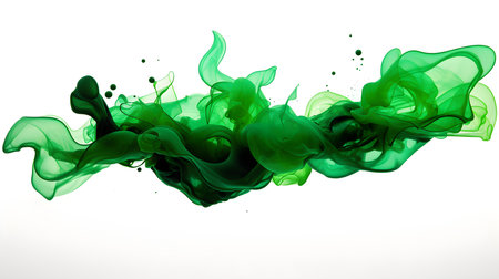 Green Color Splash on a white Background. Artistic Color Explosionの素材