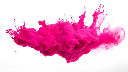 Hot pink Color Splash on a white Background. Artistic Color Explosionの素材