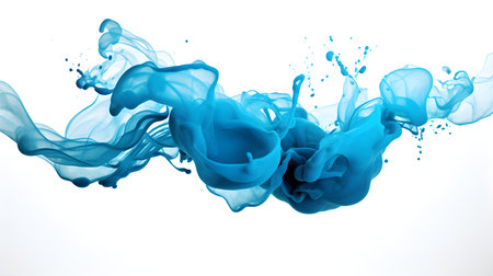 Light blue Color Splash on a white Background. Artistic Color Explosionの素材