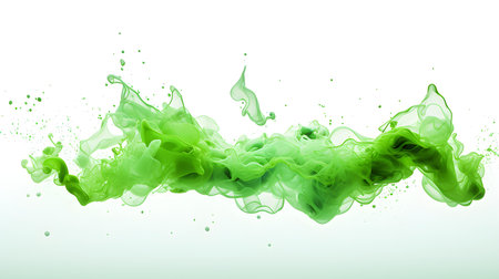 Light green Color Splash on a white Background. Artistic Color Explosionの素材