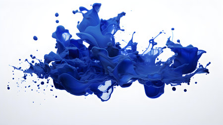 Navy Color Splash on a white Background. Artistic Color Explosionの素材