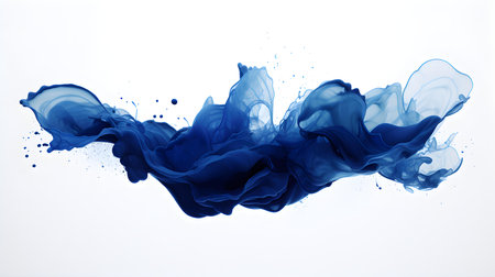 Navy Color Splash on a white Background. Artistic Color Explosionの素材