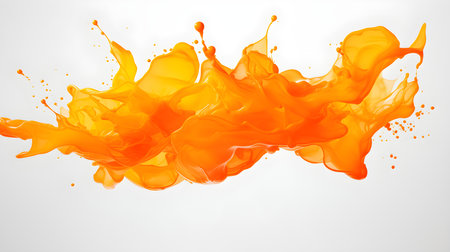 Orange Color Splash on a white Background. Artistic Color Explosionの素材