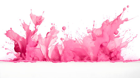 Pink Color Splash on a white background. Artistic Color Explosionの素材