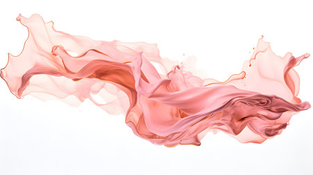 Rose gold color splash on a white background. Artistic Color Explosionの素材