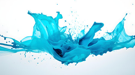 Turquoise Color Splash on a white Background. Artistic Color Explosionの素材