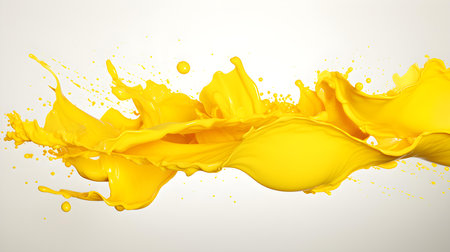 Yellow paint splash on a white background. Artistic Color Explosionの素材