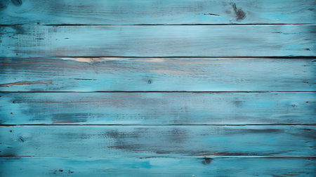 Close up of aqua blue painted wooden planks. Wooden background textureの素材