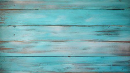 Close up of aqua painted wooden planks. Wooden background textureの素材