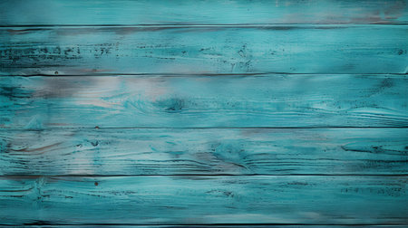 Close up of aqua painted wooden planks. Wooden background textureの素材