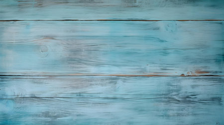 Close up of aqua painted wooden planks. Wooden background textureの素材