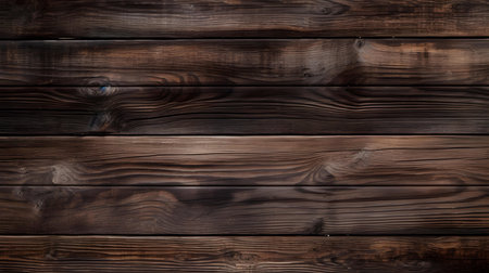 Close up of dark brown painted wooden planks. Wooden background textureの素材
