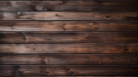 Close up of dark brown painted wooden planks. Wooden background textureの素材