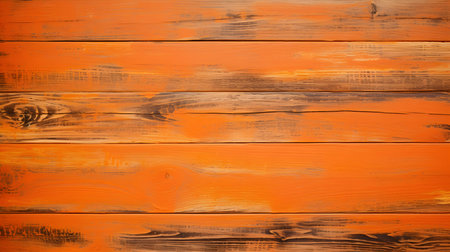 Close up of orange painted wooden planks. Wooden background textureの素材