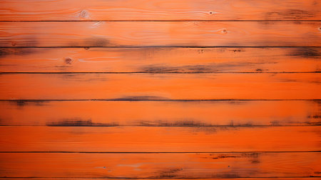 Close up of orange painted wooden planks. Wooden background textureの素材