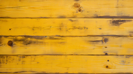 Close up of yellow painted wooden planks. Wooden background textureの素材