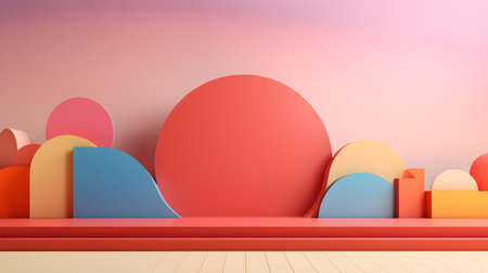 Futuristic studio background in multiple colors. Elegant room for product presentationの素材