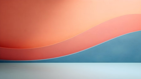 Empty Room in Multiple Colors with Shadows on the Wall. Elegant Studio Background for Product Presentation.の素材