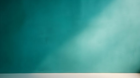 Empty Room in turquoise Colors with Shadows on the Wall. Elegant Studio Background for Product Presentation.の素材