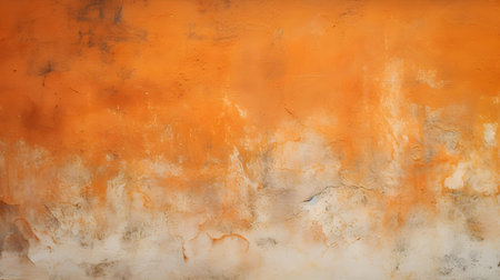 Close up of a plaster wall in orange colors. Antique backgroundの素材