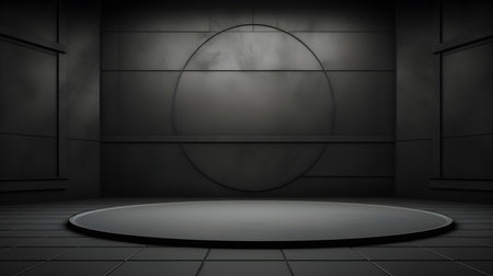 Abstract studio background in anthracite colors. Minimal showroom for product presentationの素材