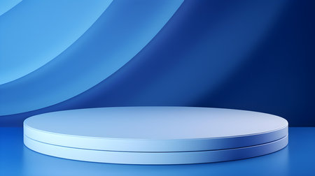 Abstract studio background in blue colors. Minimal showroom for product presentationの素材