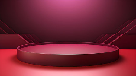 Abstract studio background in burgundy colors. Minimal showroom for product presentationの素材