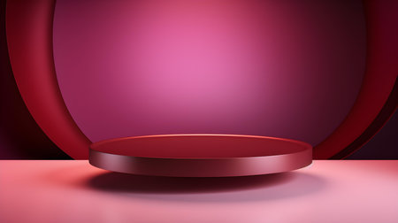 Abstract studio background in burgundy colors. Minimal showroom for product presentationの素材