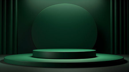 Abstract studio background in dark green colors. Minimal showroom for product presentationの素材