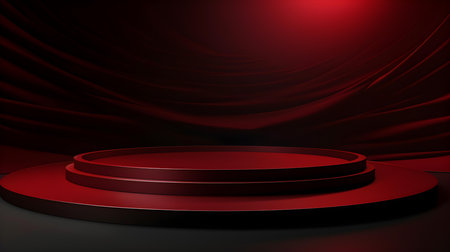 Abstract studio background in dark red colors. Minimal showroom for product presentationの素材