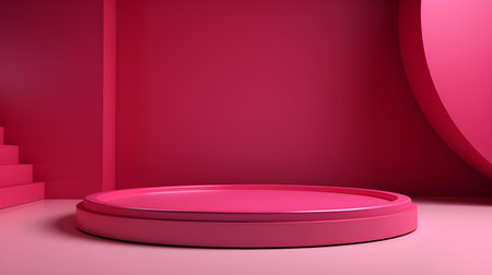 Abstract studio background in fuchsia colors. Minimal showroom for product presentationの素材