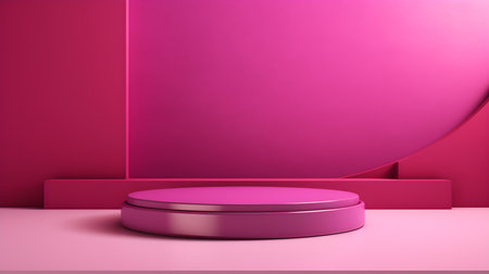 Abstract studio background in fuchsia colors. Minimal showroom for product presentationの素材