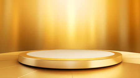 Abstract studio background in golden colors. Minimal showroom for product presentationの素材