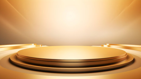 Abstract studio background in golden colors. Minimal showroom for product presentationの素材