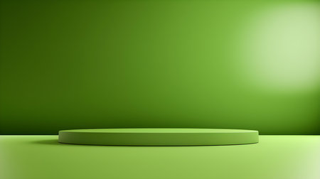 Abstract studio background in green colors. Minimal showroom for product presentationの素材