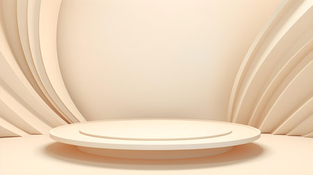 Abstract studio background in ivory colors. Minimal showroom for product presentationの素材
