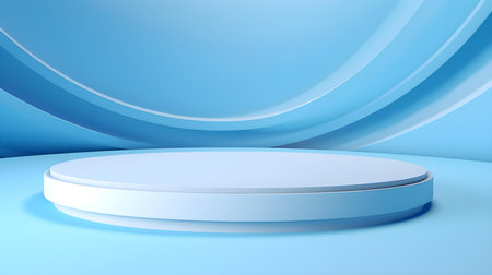 Abstract studio background in light blue colors. Minimal showroom for product presentationの素材