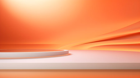 Abstract studio background in light orange colors. Minimal showroom for product presentationの素材