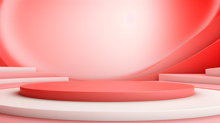 Abstract studio background in light red colors. Minimal showroom for product presentationの素材