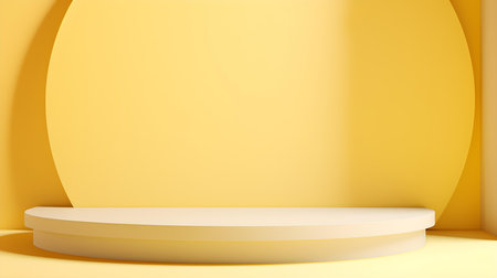 Abstract studio background in light yellow colors. Minimal showroom for product presentationの素材